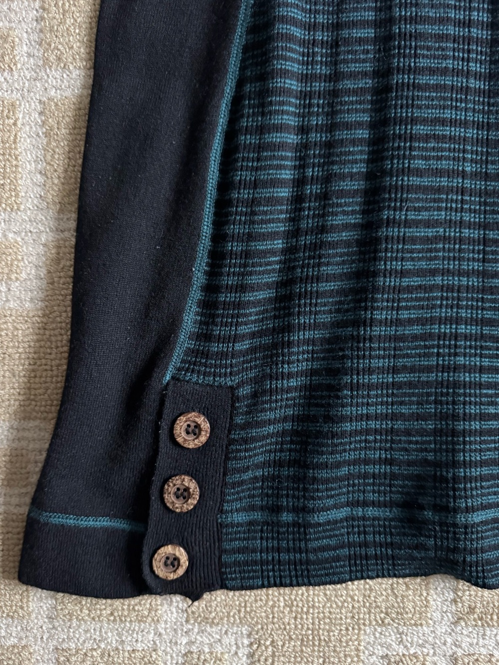prAna Kelland Teal Black Striped Colorblock Sweater Dress Medium - Picture 7 of 12
